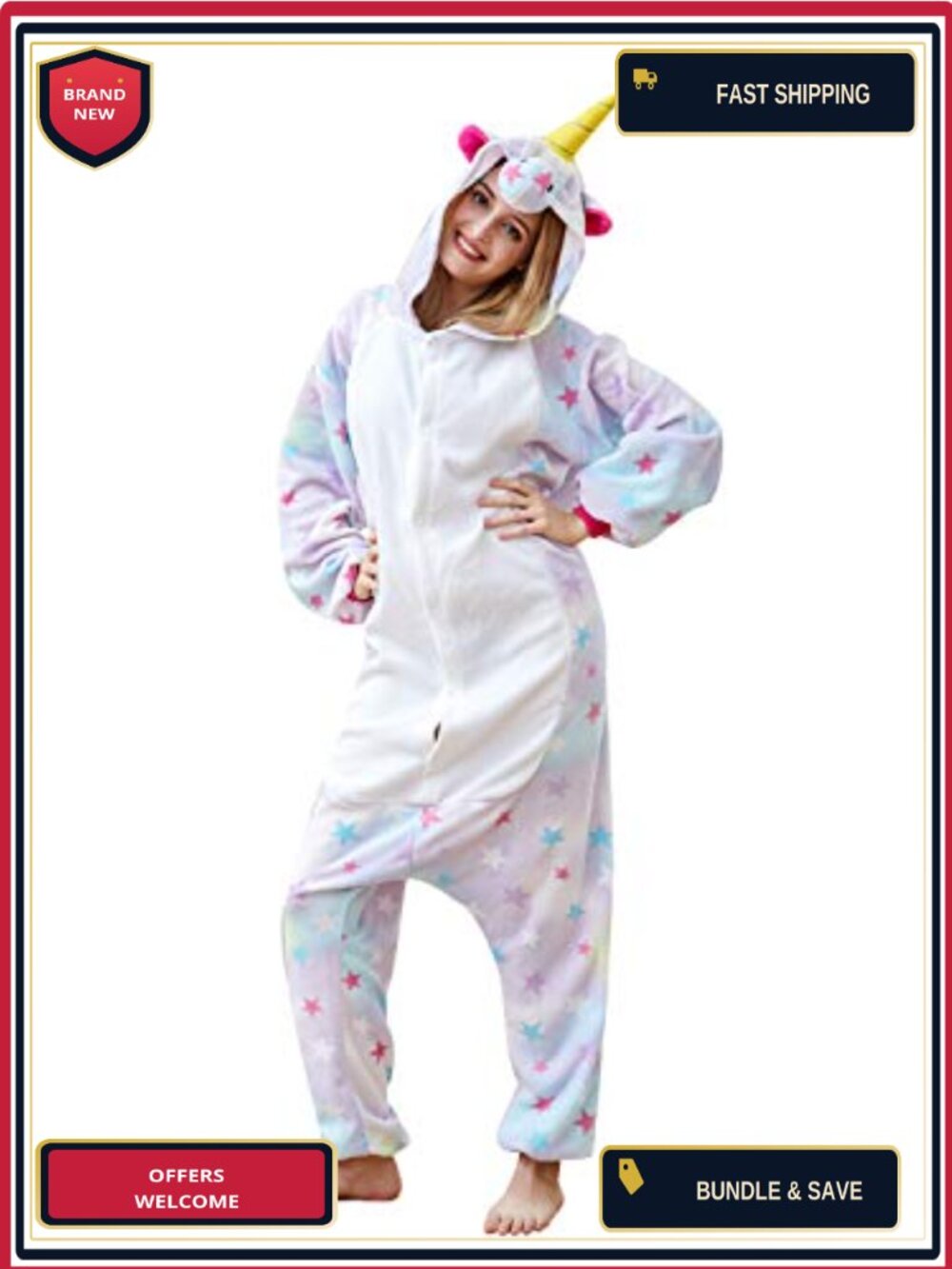 Unisex Adult Fleece Unicorn Onesie Cosplay Costume Hooded Pajamas